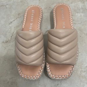 Tan slip on sandals